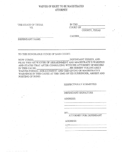 Waiver of Right To Be Magistrated Attorney Eric Torberson 1